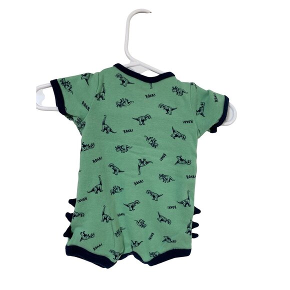Carters Boys infant Baby Size Newborn Dinosaur Green Romper 1 piece Bodysuit sho - Picture 3 of 3